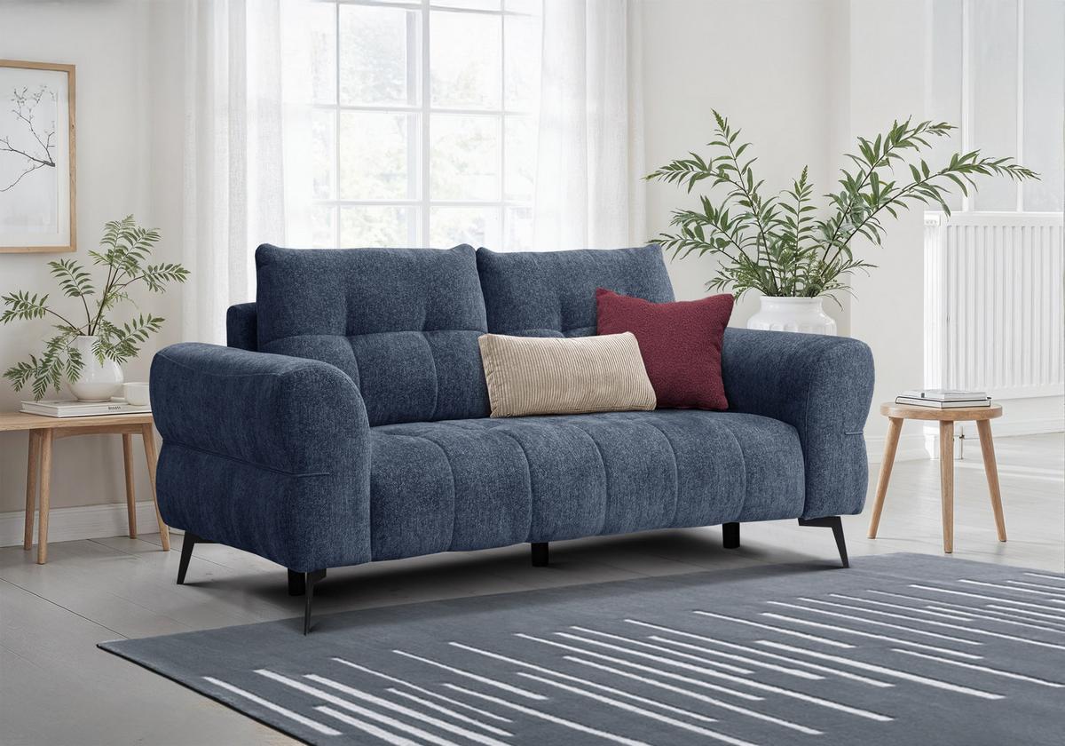 SOFA SALVINI 2,5-Sitzer, dunkelblau - Dunkelblau, Holz/Textil (206/88/99cm) - Wozimo