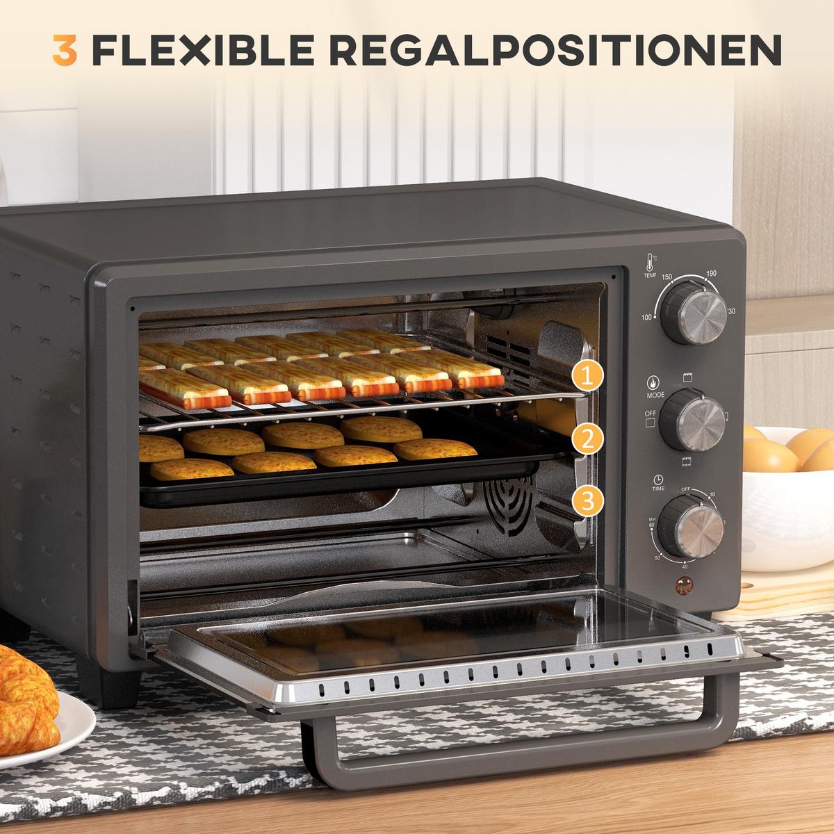 MINIBACKOFEN Grau - Grau, Metall (46.4/38/28.5cm) - HOMCOM