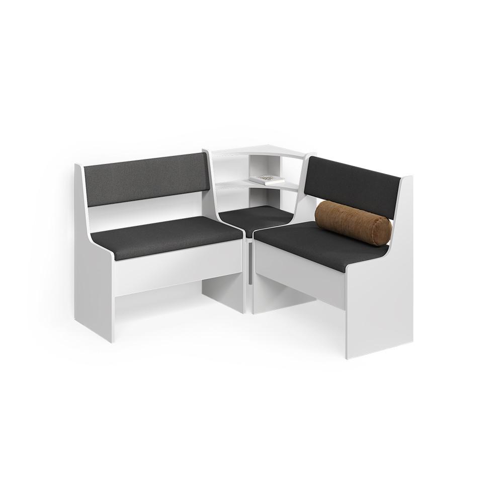ECKBANKGRUPPE Tiberio Weiß 120 x 120 cm Ohne Tisch - Weiß, Holzwerkstoff (120/120cm) - Livinity®