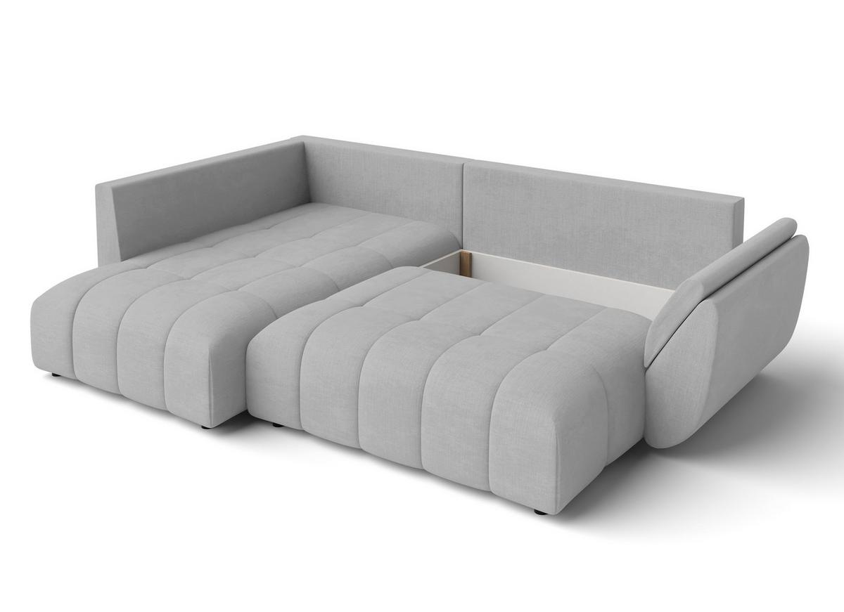 ECKSOFA L Form Corleone Hellgrau 268/192/96 cm mit Schlaffunktion - Hellgrau/Schwarz, Kunststoff/Textil (268/192cm) - AX Living
