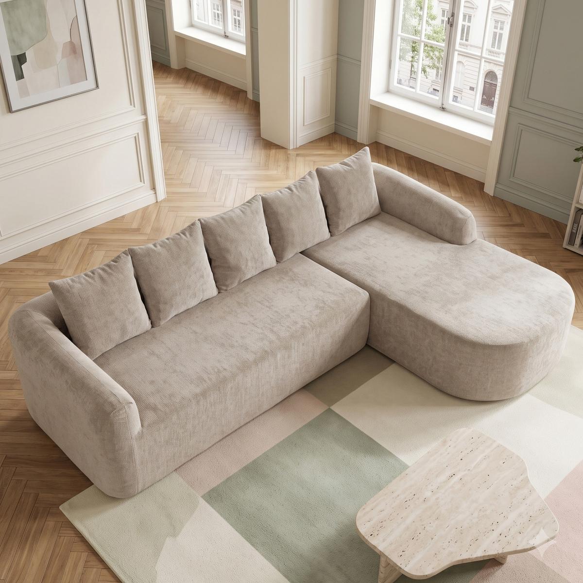 ECKSOFA 270cm L-Form Grau 3-Sitzer ohne Montage - Grau, Textil (270/172cm) - Urban Meuble