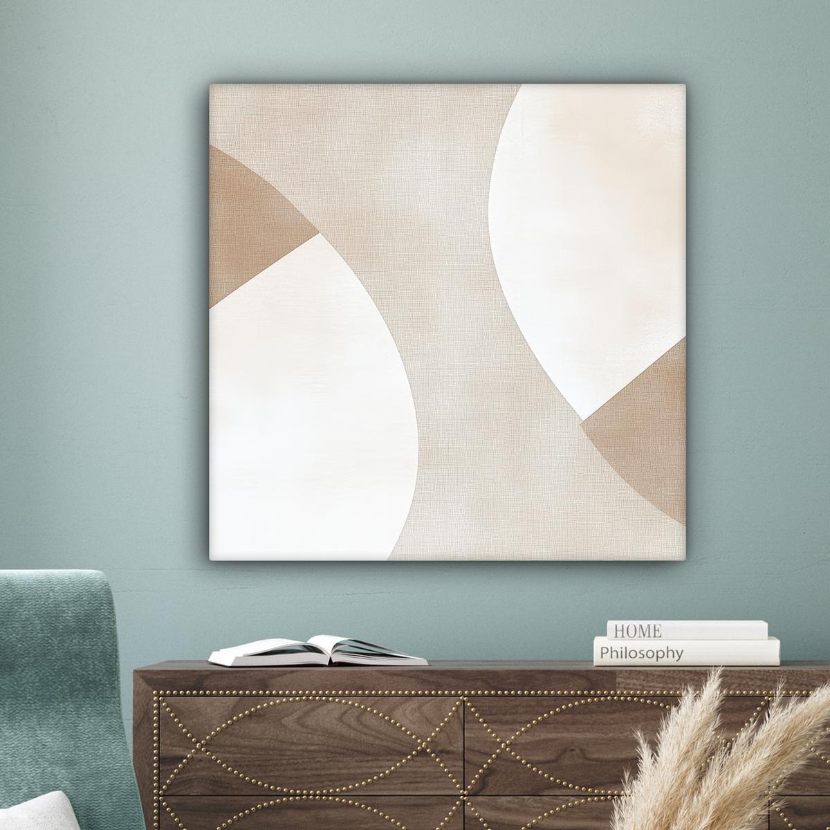 LEINWANDBILD Braun - Japandi - Abstrakt Deko Groß 90x90 cm - Sandfarben, Textil (90/90cm) - MuchoWow