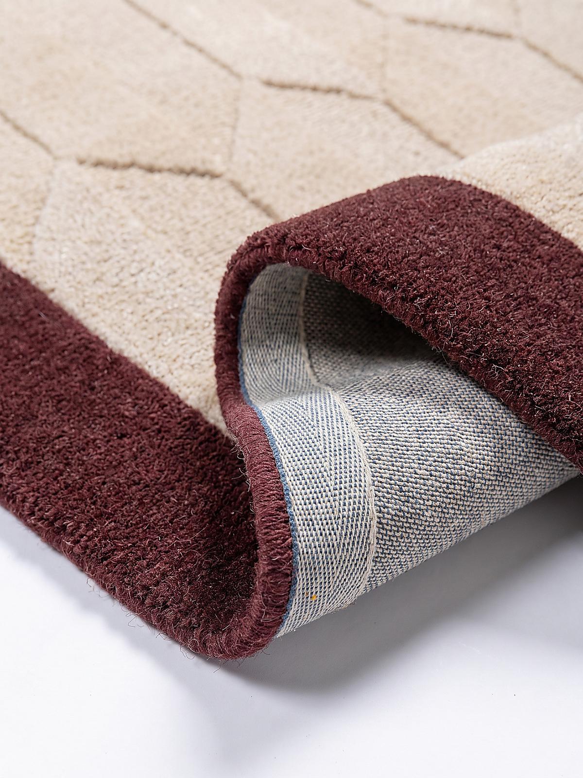 WOLLTEPPICH handgetuftet DARENT, Wabenmuster, Bordeauxrot, 200 x 290 cm - Rot, Textil (200/290cm) - KADIMA DESIGN