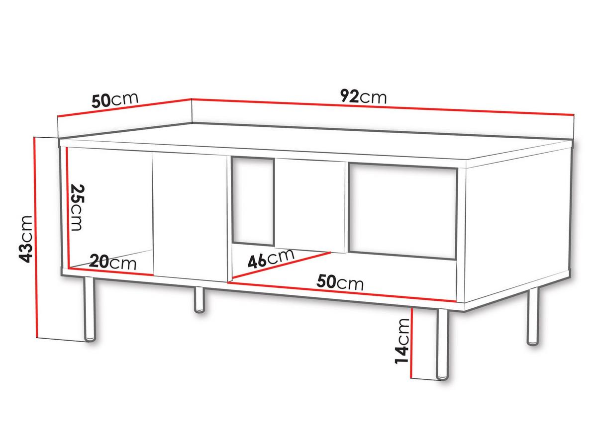 COUCHTISCH Leo - Kaschmir/Schwarz, Holzwerkstoff/Metall (50/92/43cm) - MIRJAN24