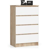 KOMMODE Eiche Sonoma, Weiß 99/60/40 - Weiß, Holzwerkstoff (60/99/40cm) - RAUMHIRSCH FURNITURE
