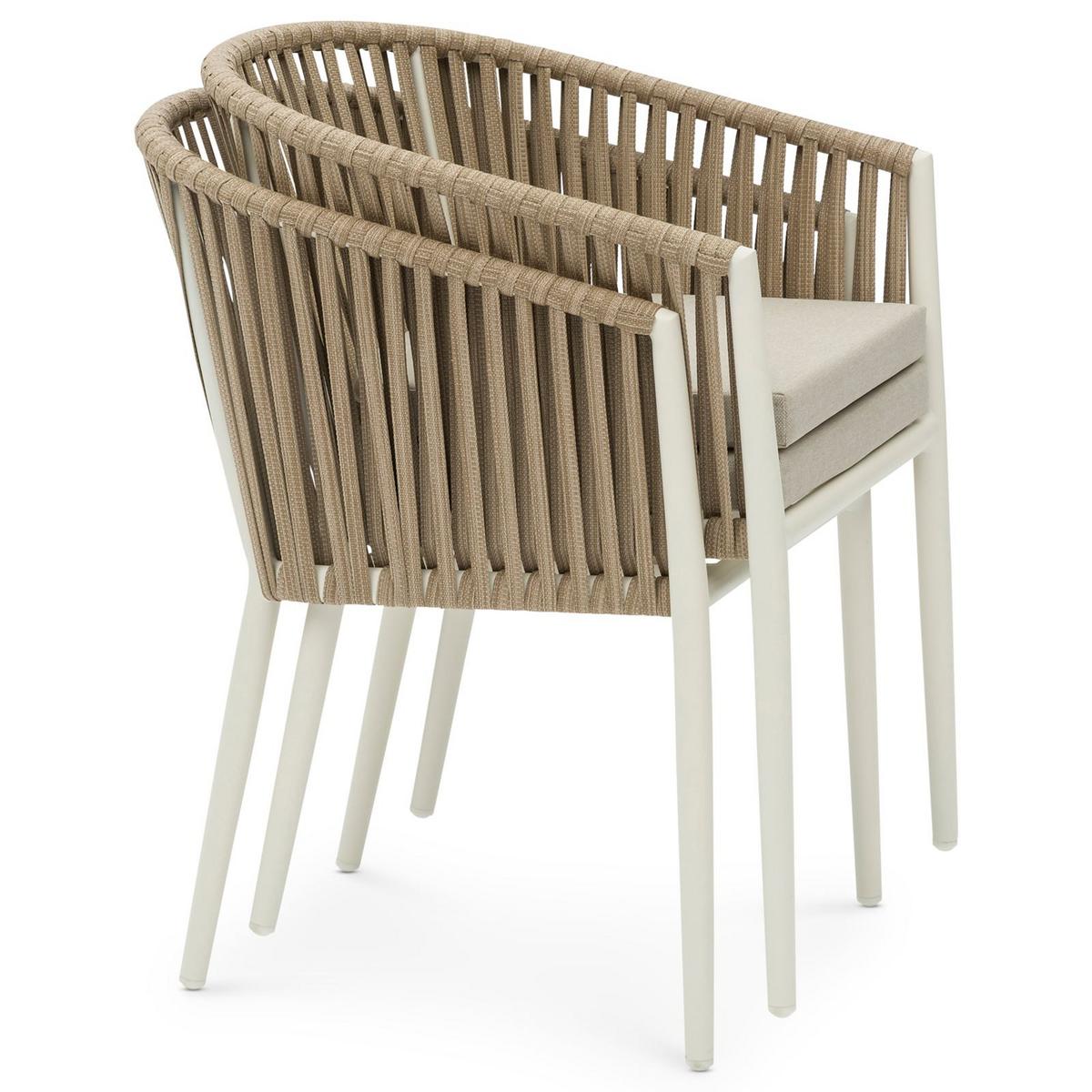 GARTENSTÜHLE ISOLA 6er-Set beige, weiß - Beige, Textil/Metall (56/78/62cm) - IDIMEX