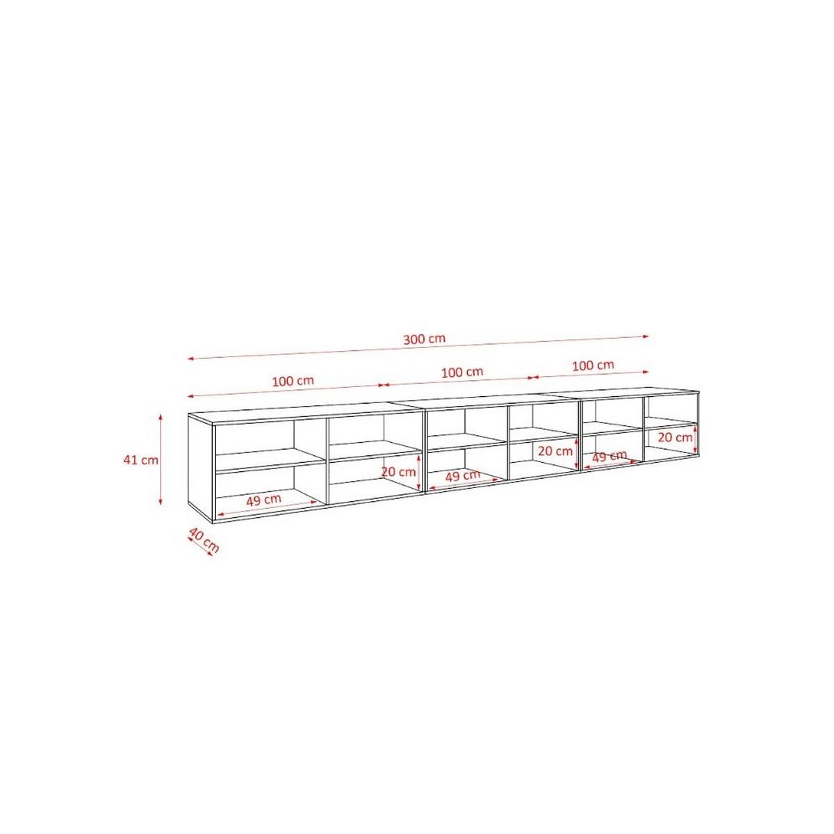 LOWBOARD ROVA 300/41/40 cm, Hängender TV-Schrank Weiß - Weiß, Holzwerkstoff (300/41/40cm) - MASSENO