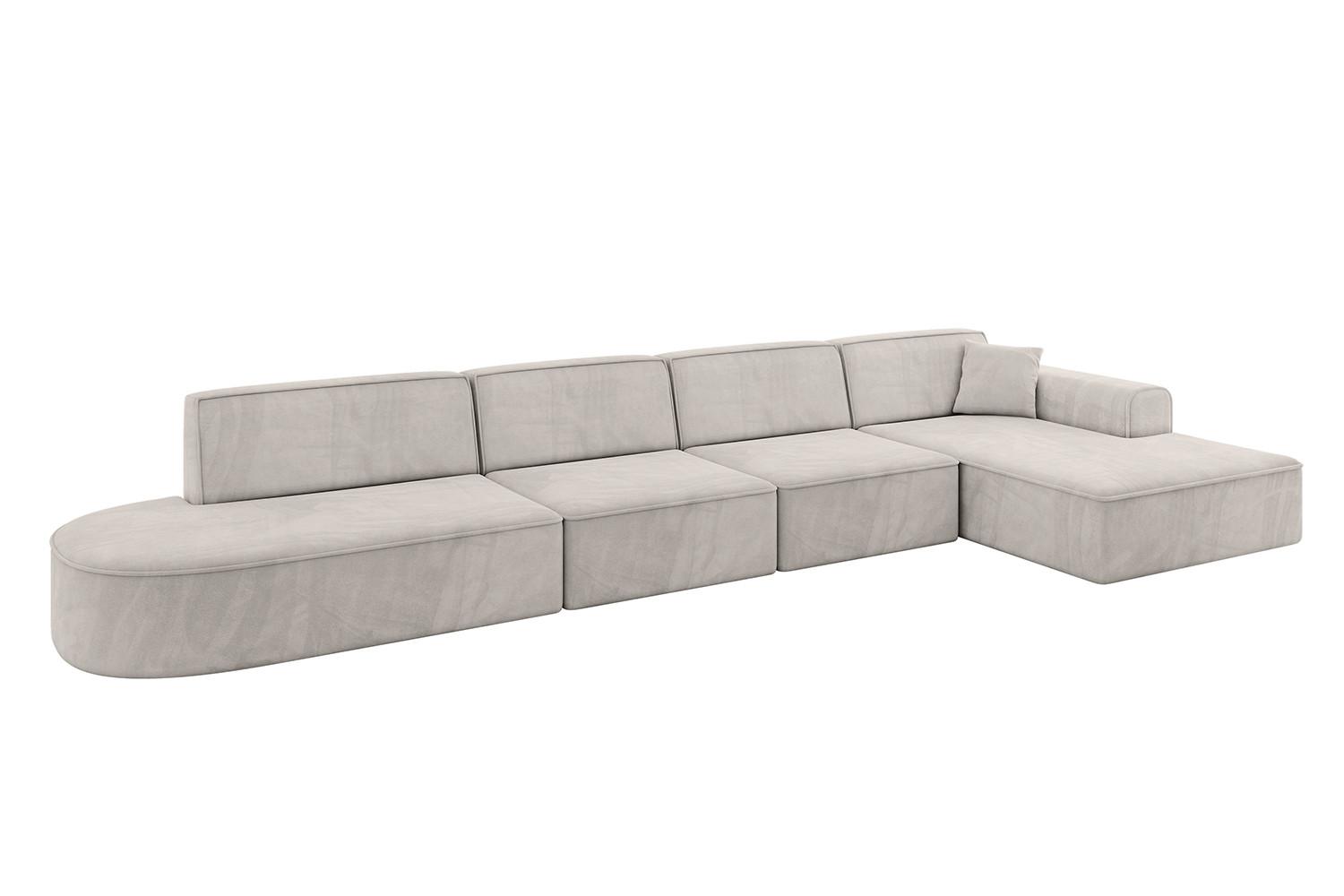 ECKSOFA Ottomane Rechts IREA-L3-v3 - 413x171x79 cm Hellbraun - Hellbraun, Holzwerkstoff/Textil (171/413cm) - ALTDECOR
