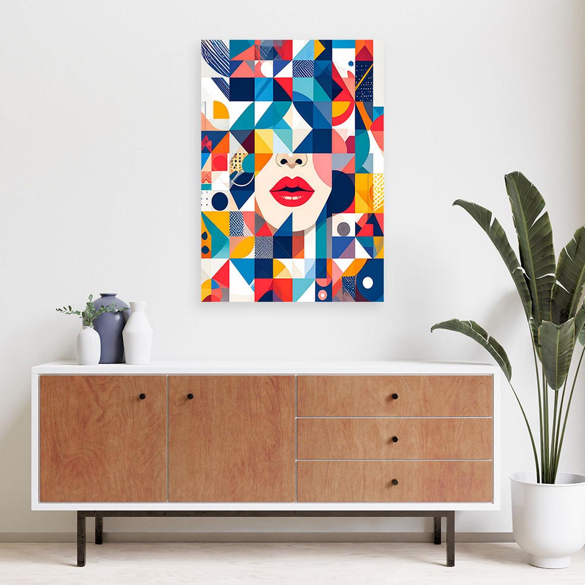 LEINWANDBILD Geometrische Abstraktion Bauhaus 40x60cm - Multicolor, Textil (40/60cm) - Feeby