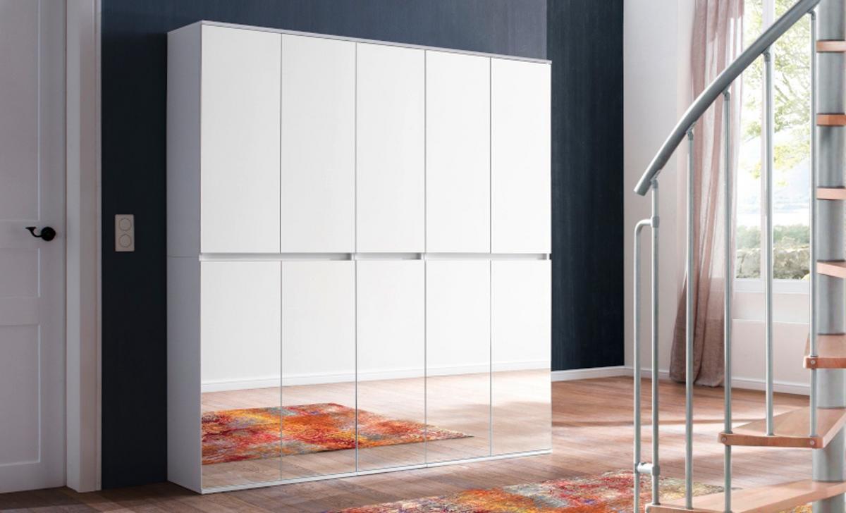 GARDEROBENSCHRANK weiß 37 x 191 cm, Schuhschrank mit Spiegeltüren - Weiß, Glas/Holzwerkstoff (37/191/34cm) - Top.Furn