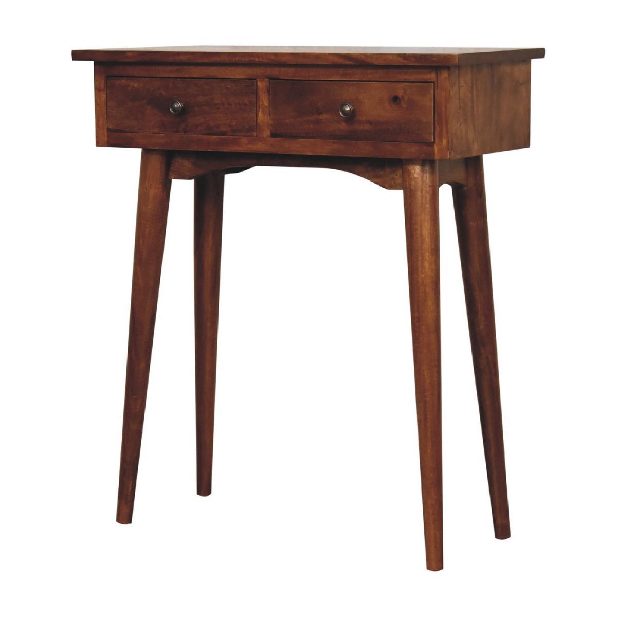 KONSOLENTISCH Mini, im Kastanienholz-Finish, mit 2 Schubladen, Braun - Messingfarben/Braun, Holz/Metall (30/70/78cm) - Artisan Furniture
