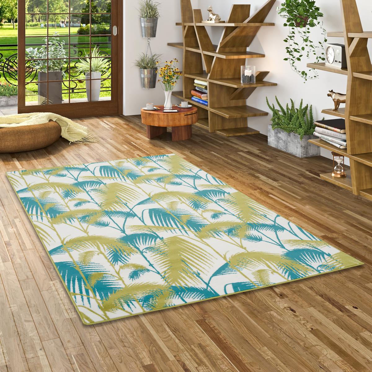 DESIGNER TEPPICH SAMBA PALMEN - Türkis/Grün, Textil (80/150cm) - Pergamon