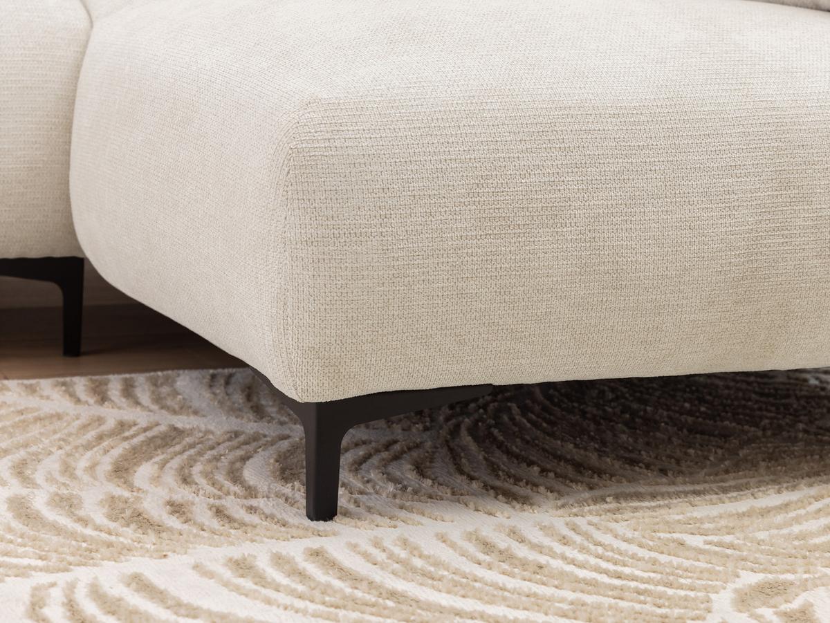 ECKSOFA Cardea in Bubble-Optik aus weichem Creme Strukturstoff mit hohem Sitzkomfort - Ottomane rechts - Creme/Schwarz, Holz/Textil (230/170cm) - S-Style