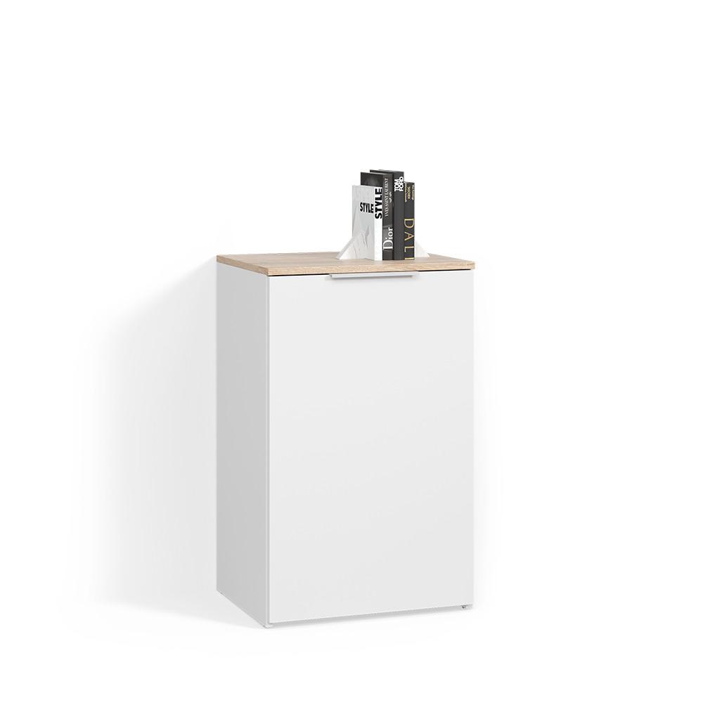 KOMMODE Piave Weiß mit Regal - Weiß, Holzwerkstoff (50/80/40cm) - Livinity®