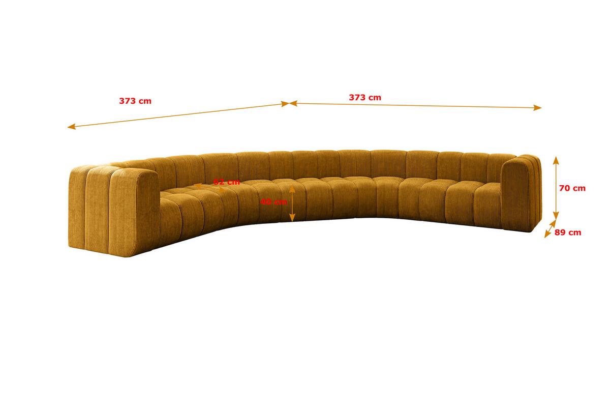 WOHNLANDSCHAFT modulares Sofa Lazro-U1 - 373x373x70 cm Senfgelb - Currygelb, Holzwerkstoff/Textil (373/70/373cm) - ALTDECOR