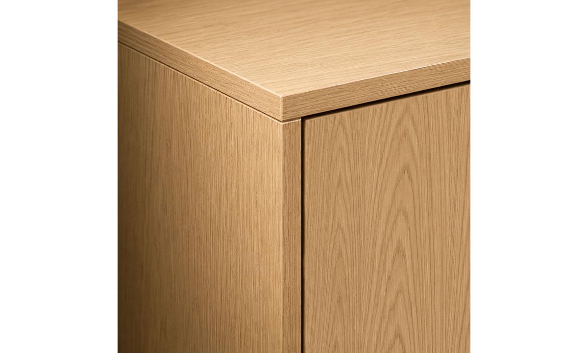 KOMMODE LINDEN 140/40,6/91,6 cm 3 Türen offenes Fach Eiche Bookmatch - Eichefarben, Eichenholz/Holzwerkstoff (140/91.6/40.6cm) - Lookway