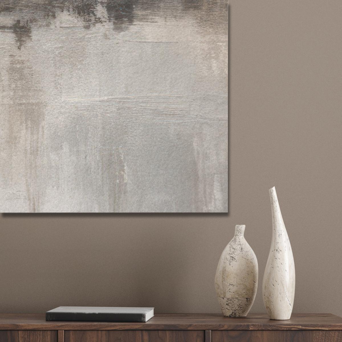 AKUSTIKBILD Moderne Kunst - Abstrakt - Beige Wandbild Wohnzimmer 100x70 cm - Beige, Kunststoff (100/70/0.9cm) - MuchoWow