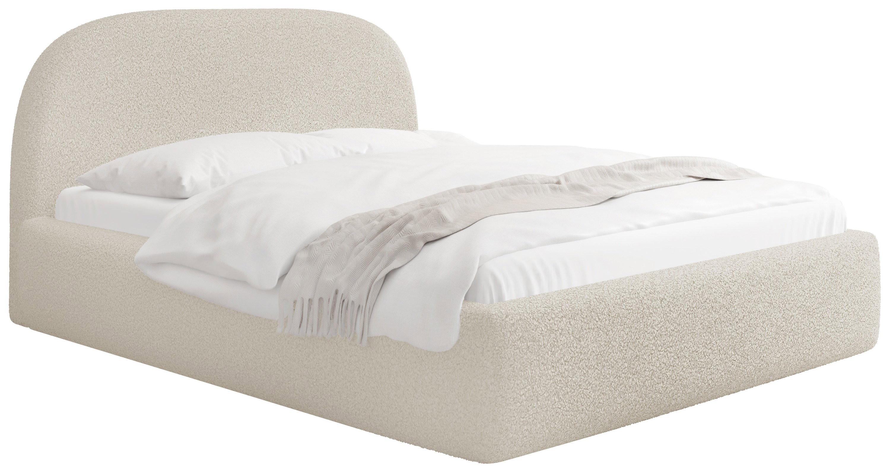 POLSTERBETT Puro mit Bettkasten, Creme Boucle 180 x 200 cm – mit Metall-Lattenrost - Birkefarben/Creme, Holzwerkstoff/Kunststoff (180/200cm) - WFL GROUP