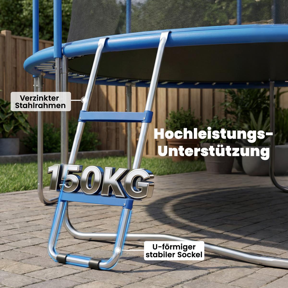TRAMPOLINLEITER Stahl Kunststoff Blau - Blau, Metall (32/97cm) - SPORTNOW