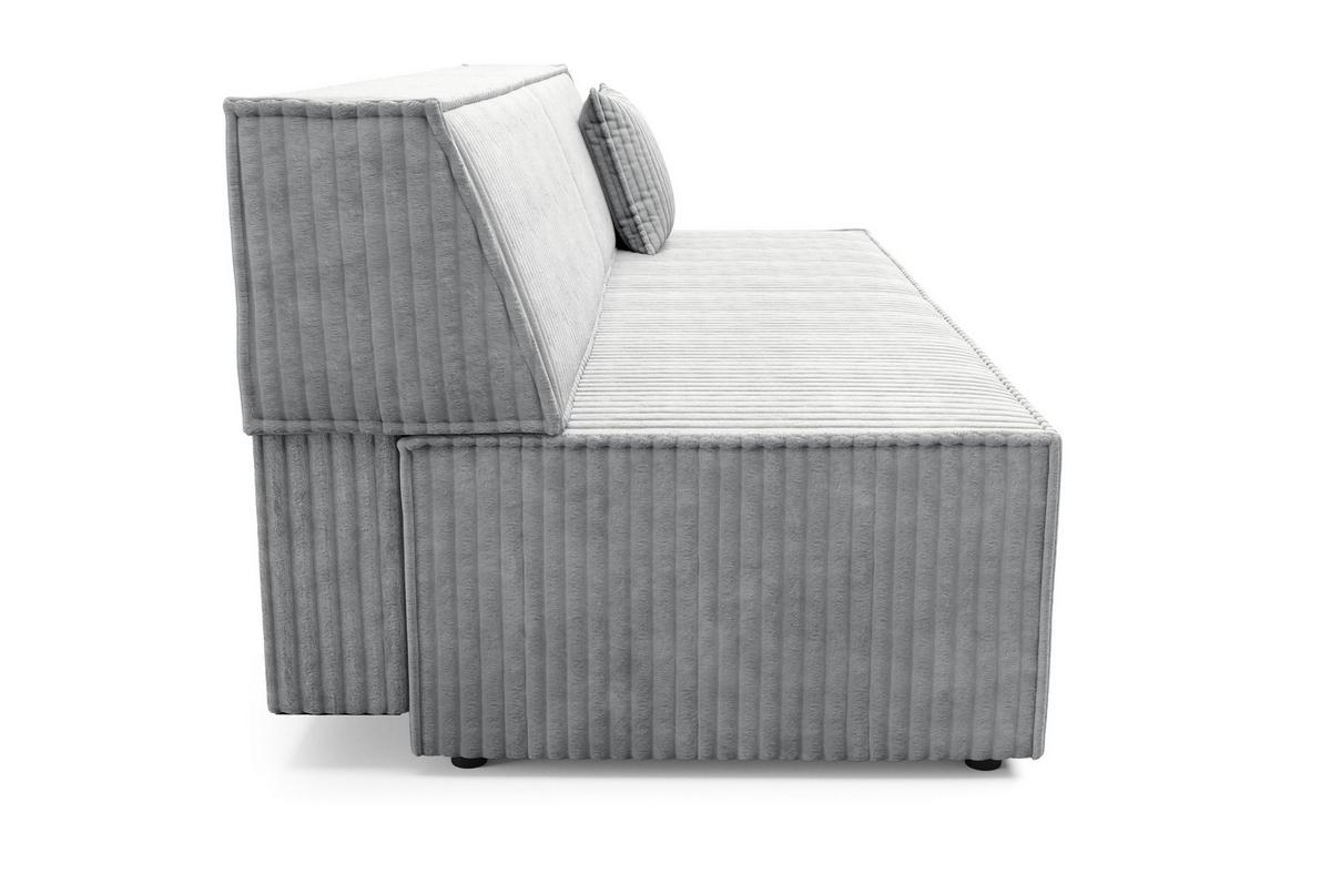 BETTSOFA TESSO Grau Kordstoff mit Schlaffunktion - Weiß, Holz (202/74/94cm) - MASSENO