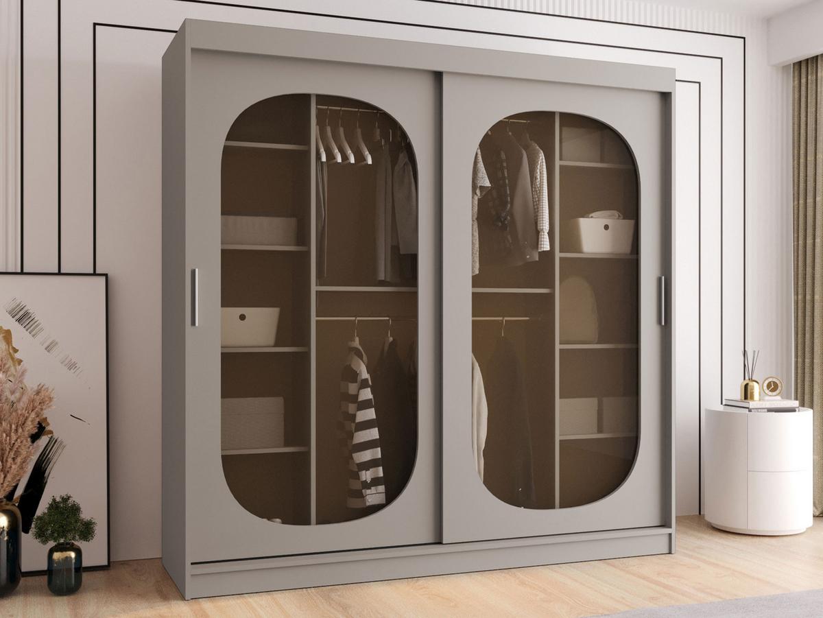 SCHWEBETÜRENSCHRANK Bahrajn 200 - Kaschmir/Silberfarben, Holzwerkstoff/Kunststoff (200/200/62cm) - MIRJAN24