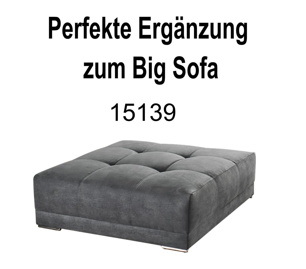 BIG-SOFA Federkern B306/T134/H86 cm, Liegefläche 120x240 cm, Mikrofaser Grau / 15114 - Chromfarben/Grau, Textil/Metall (306/86/134cm) - luma-home