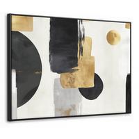 LEINWAND Bilder mit Rahmen - Gold - Rechtecke - Kreise - Abstrakt - 70x50 - Weiß, Textil (70/50cm) - MuchoWow