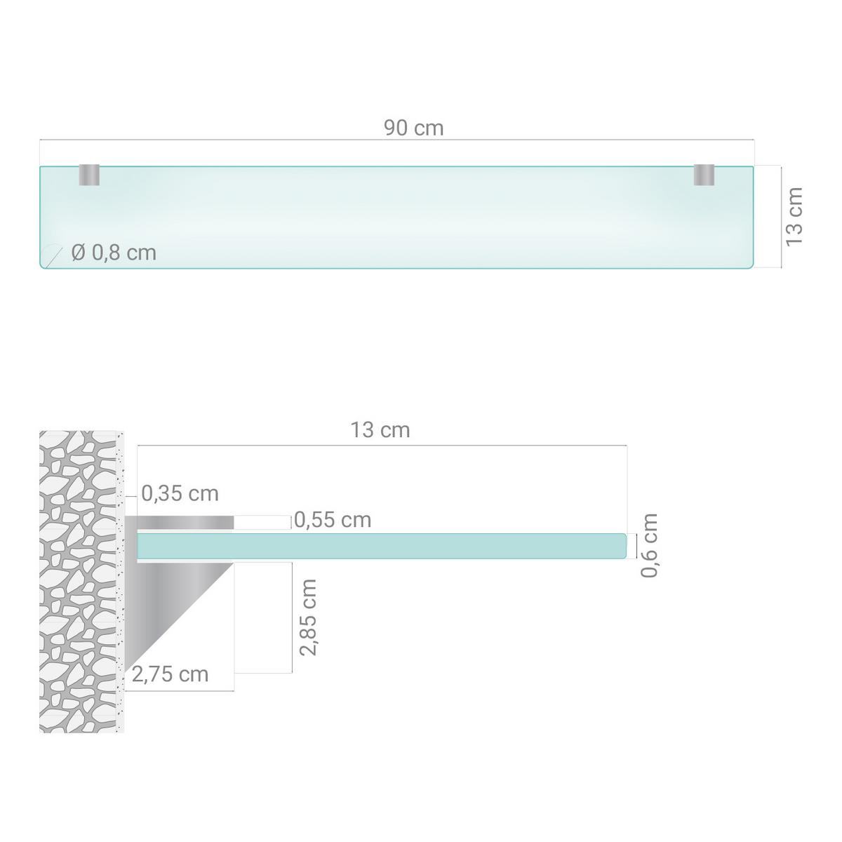 GLASREGAL Milchglas - 90x13 cm - Transparent, Glas (90/0.6/13cm) - TULUP