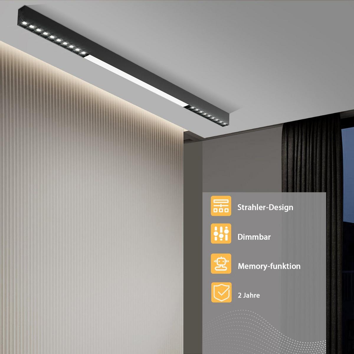 LED-DECKENLEUCHTE Ritter 107/4/6 cm - Schwarz, Metall (106.5/5.2/3.3cm) - ZMH