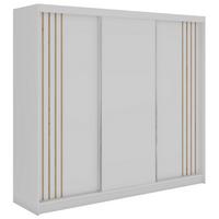 SCHWEBETÜRENSCHRANK mit Lamellen und Schubladen NAURU - 240 - Weiß und Eiche Artisan - Alufarben/Weiß, Holzwerkstoff/Metall (240/216/61cm) - MKS