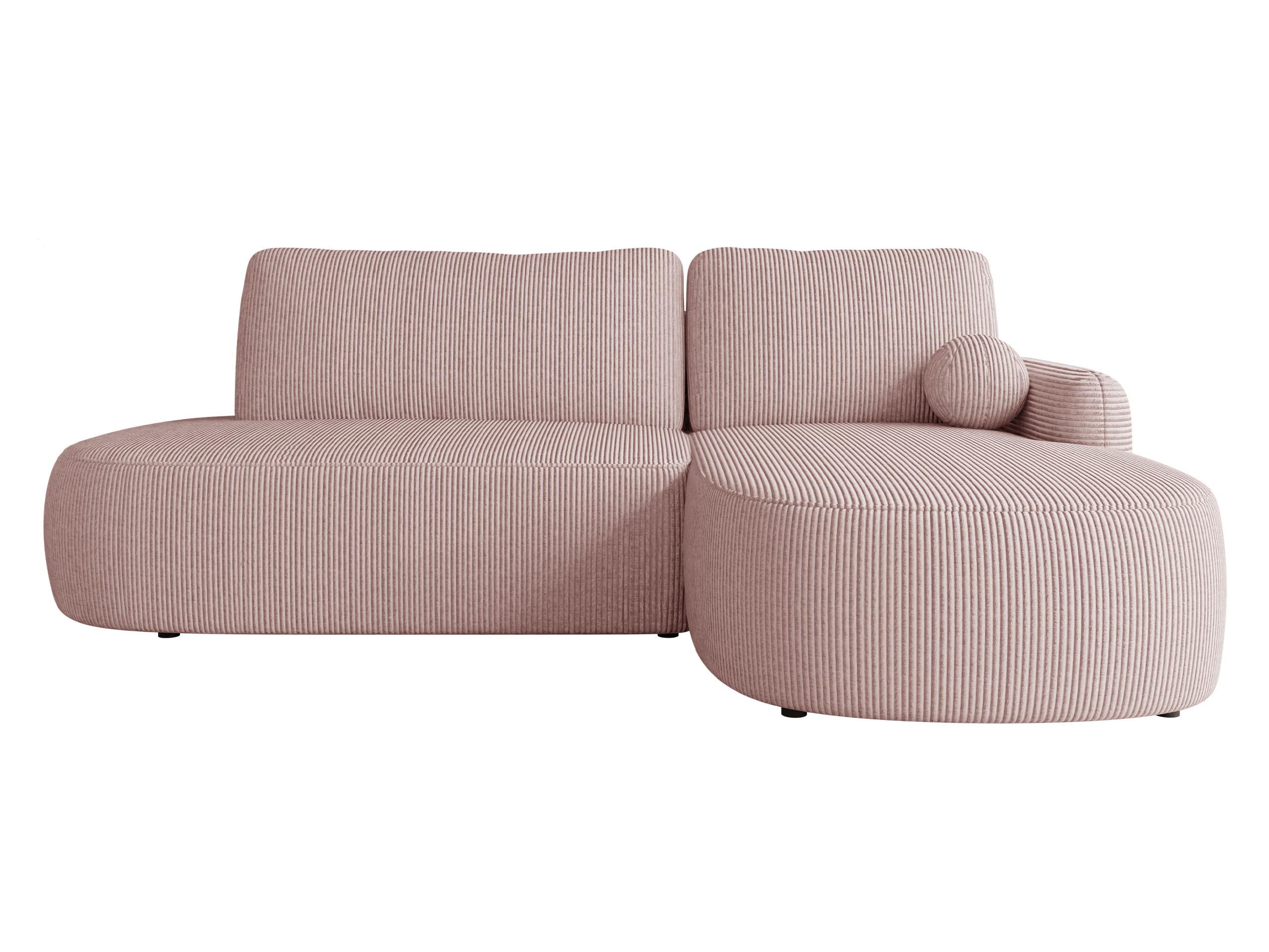 ECKSOFA Loridu O Cord, Seite: Rechts - Schwarz/Rosa, Holz/Kunststoff (174/274cm) - MIRJAN24