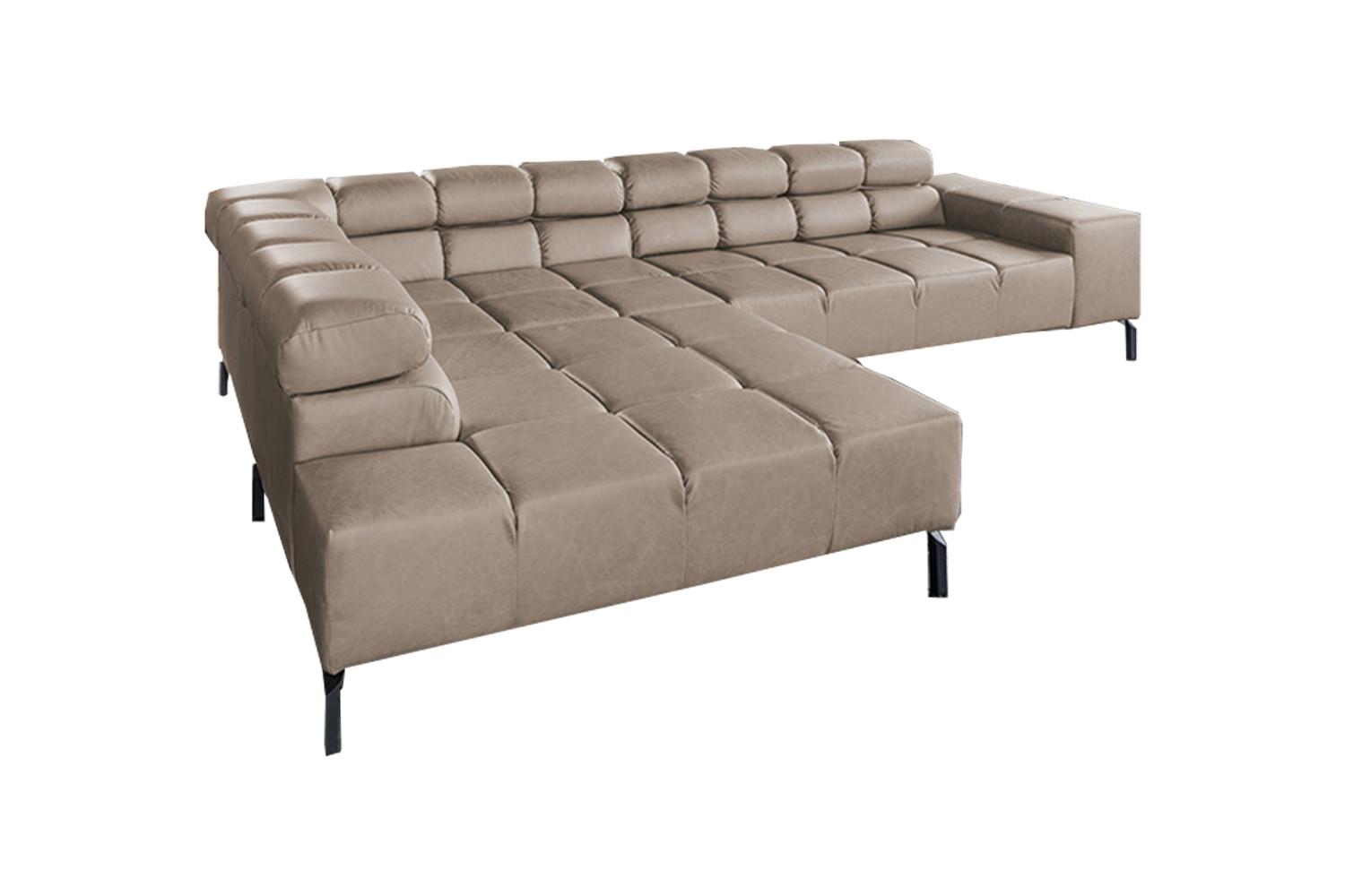 ECKSOFA NELSON Grau Leder - Schwarz/Grau, Leder/Metall (321/216cm) - KAWOLA