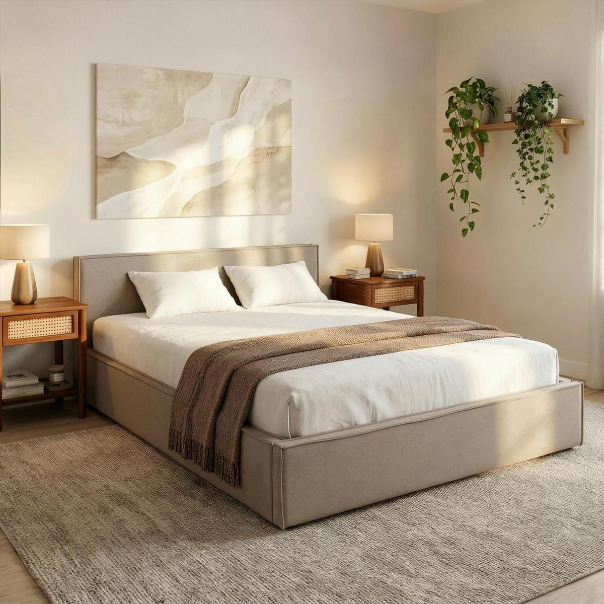 POLSTERBETT PESARO 140x200 cm greige - Greige, Textil (140/200cm) - IDIMEX