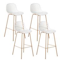 BARSTUHL 4er-Set Weiß Kleve - Hellbraun, Kunststoff (46/103/48cm) - Beliani