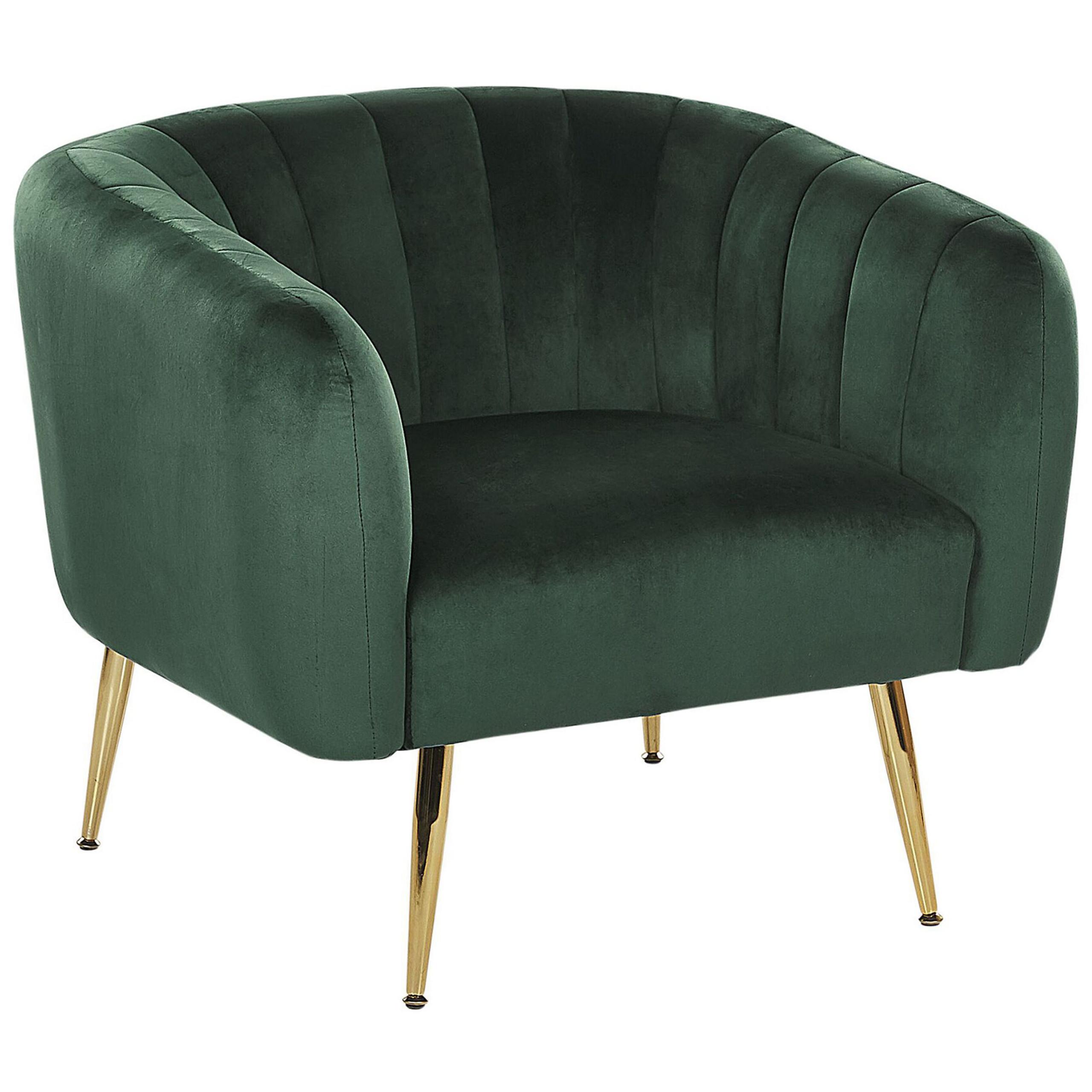 SESSEL Samtstoff Grün Laconia - Grün, Textil/Metall (85/72/62cm) - Beliani