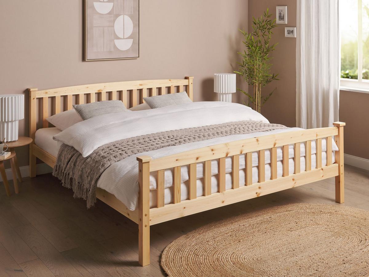 BETT mit Lattenrost 180x200 cm Heller Holzfarbton Giverny - Hellbraun, Holz (180/200cm) - Beliani