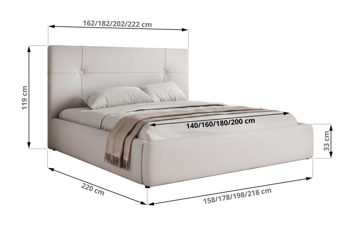 POLSTERBETT CALERIO CLASSIC 160/200 - Weiß Kunstleder - Matratze Foam - Schwarz/Weiß, Kunststoff/Textil (160/200cm) - MKS