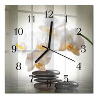 WANDUHR aus Glas 30x30 cm - Orchidee - Weiß, Glas (30/30/0.4cm) - TULUP