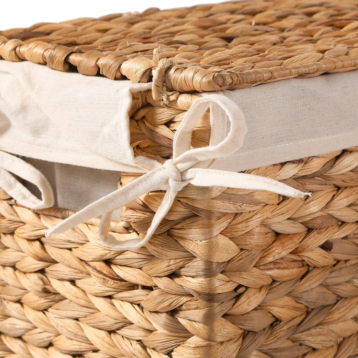 WÄSCHEKORB mit Deckel aus Wasserhyazinthe 45/60/21 cm - Beige, Naturmaterialien (45/60/47cm) - Calicosy