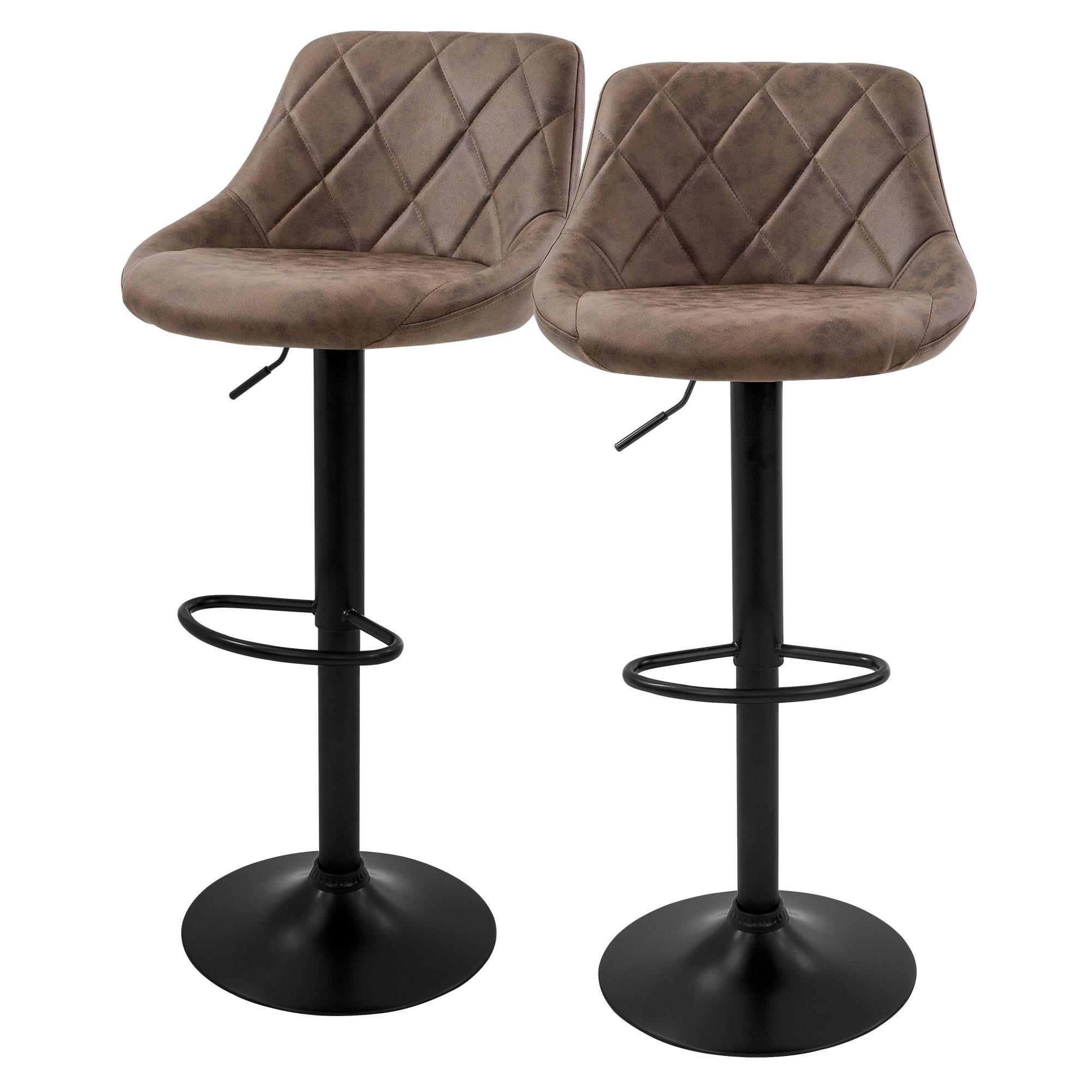 BARHOCKER 2er Set aus Kunstleder Braun höhenverstellbar/drehbar - Schwarz/Braun, Metall (37/106/47cm) - ML-DESIGN