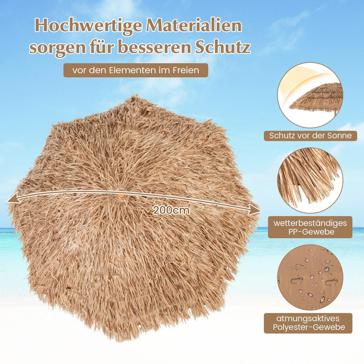 SONNENSCHIRM Natur - Naturfarben, Kunststoff (200/200cm) - COSTWAY
