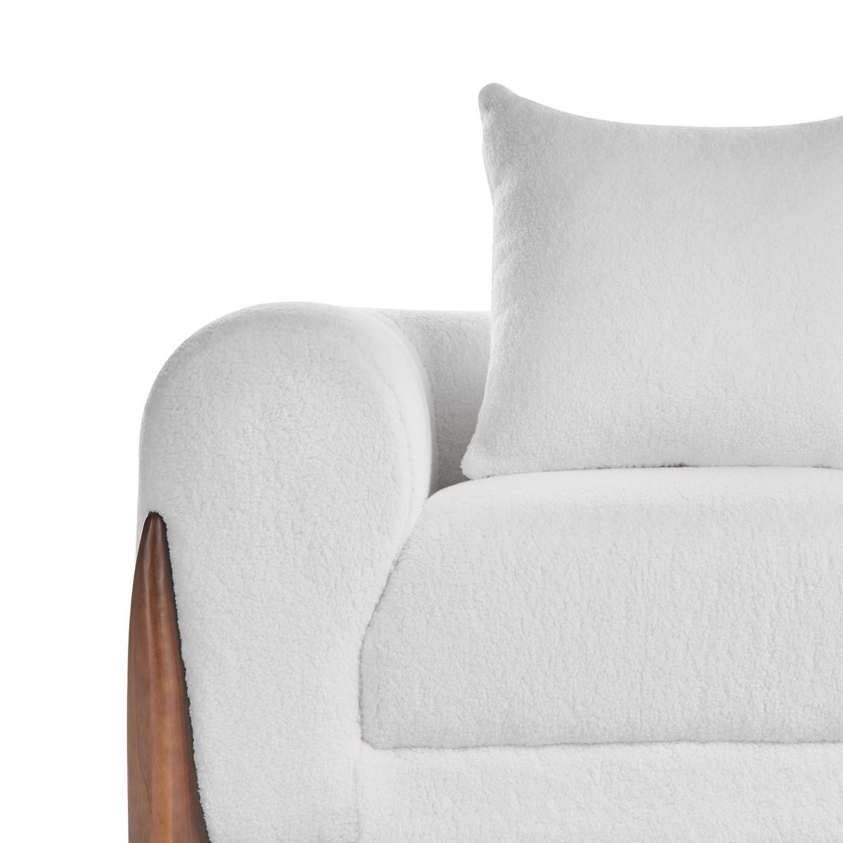 2-SITZER-SOFA Bouclé Weiß Vinliden - Dunkelbraun, Textil (180/62/87cm) - Beliani