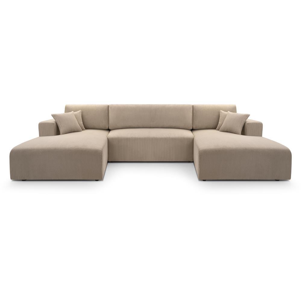 WOHNLANDSCHAFT Corso U 365 cm cappuccino - Schwarz/Cappuccino, Textil (364/84/187cm) - Beautysofa