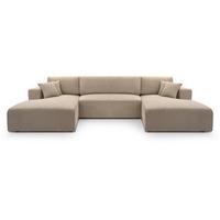 WOHNLANDSCHAFT Corso U 365 cm cappuccino - Schwarz/Cappuccino, Textil (364/84/187cm) - Beautysofa