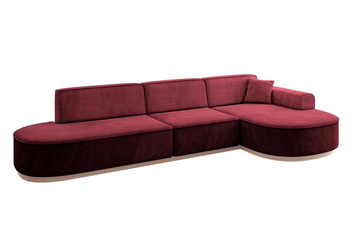 ECKSOFA Ottomane Rechts MARI-L2-v1 - 328x171x83 cm Bordeaux Velours - Bordeaux, Holzwerkstoff/Textil (171/328cm) - ALTDECOR