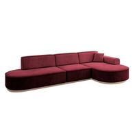 ECKSOFA Ottomane Rechts MARI-L2-v1 - 328x171x83 cm Bordeaux Velours - Bordeaux, Holzwerkstoff/Textil (171/328cm) - ALTDECOR
