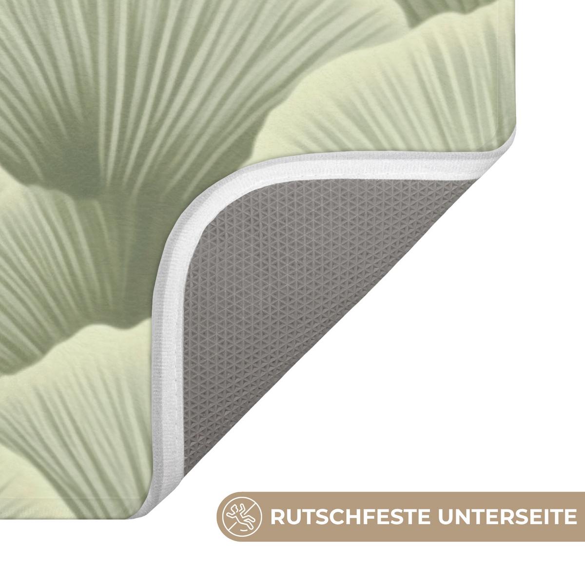 BADEMATTE Fächer - Blatt - Grün 120x60 cm - Pastellgrün, Textil (120/60cm) - OnlyWow