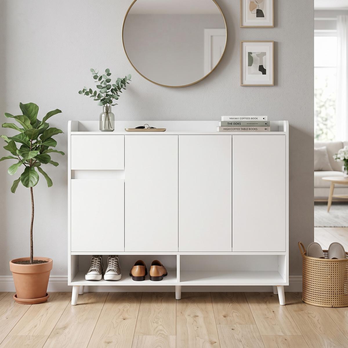SIDEBOARD weiß stauraum kommode schrank - Weiß, Holzwerkstoff (120/99/35cm) - Urban Meuble