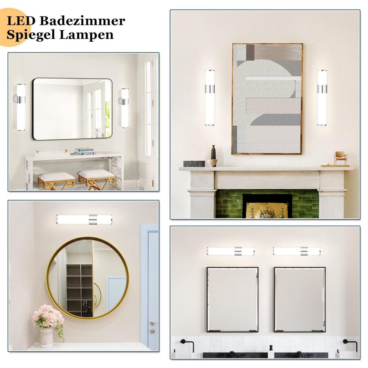 SPIEGELLEUCHTE WIESBADEN(1ER-SET) 30/6.8/12.8 CM - Chromfarben, Kunststoff (30/6.8/12.8cm) - Nettlife
