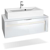 WASCHBECKENUNTERSCHRANK Aloha Absetzungen in Creme Hochglanz - Creme, Holzwerkstoff (96/36/51cm) - Vladon